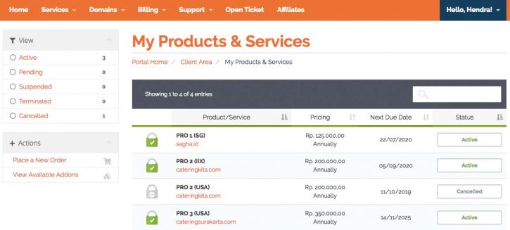 Produk web hosting, VPS dan SSL