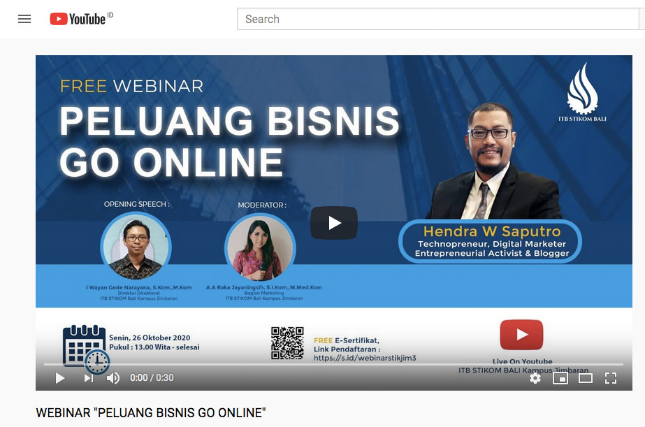 Webinar Go Online di ITB STIKOM Bali Kampus Jimbaran