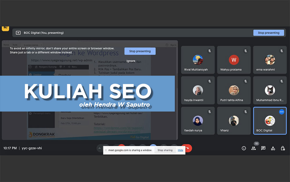 Dosen Praktisi Kuliah SEO di Universitas Cendekia Abditama (UCA)