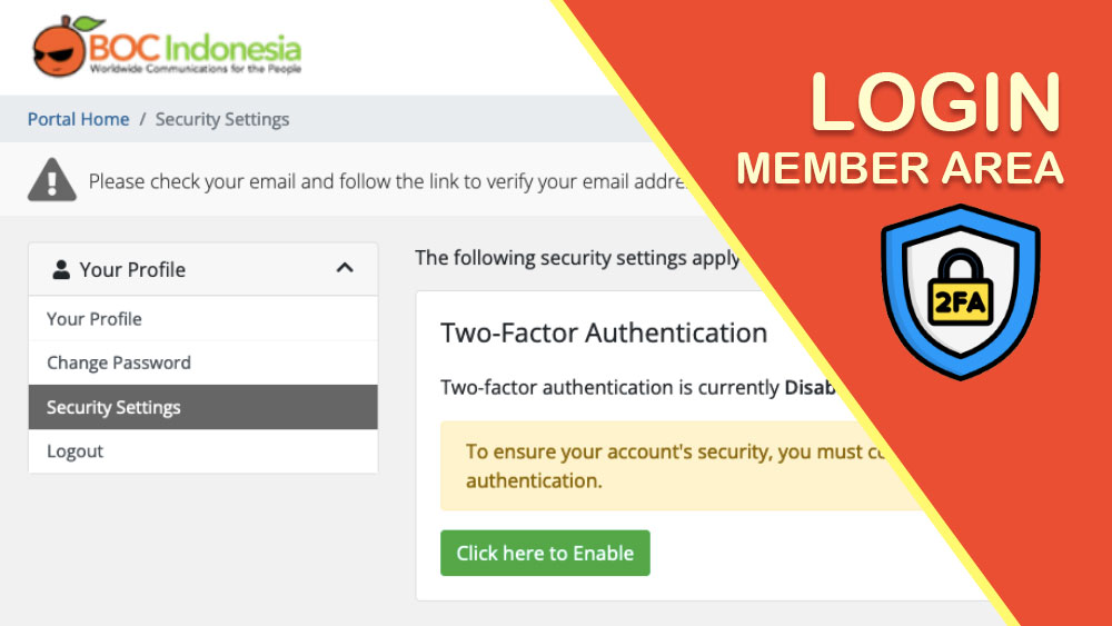 Cara Aktifkan 2FA (Two Factor Authentication) dan Login ke Member Area