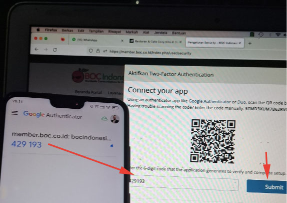 Masukkan kode ke login 2FA